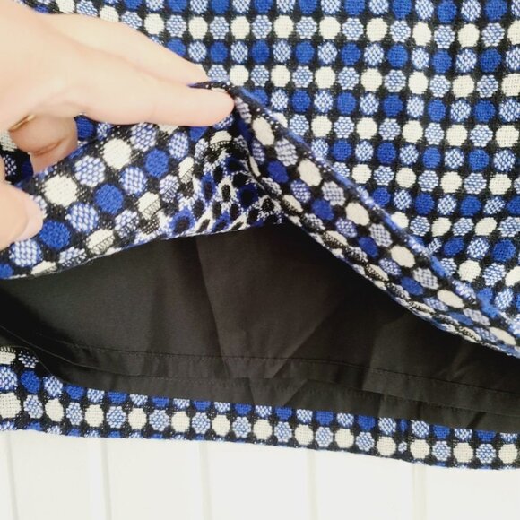 Talbots Women's 6 Wool Blend Tweed Blue White Polka Dots Pencil Career Skirt - Picture 3 of 9